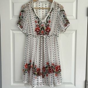 Anthropologie Meadow Rue Embroidered Dress Sz Small Petite